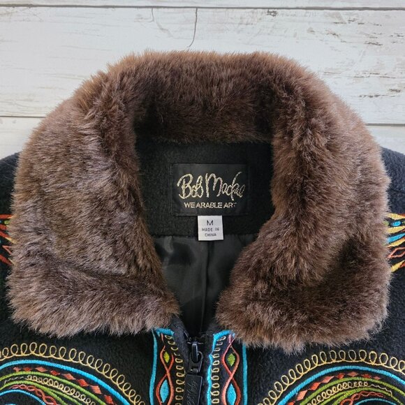 Vintage Bob Mackie Wearable Art Embroidered Faux Fur Fleece Vest Dopamine Med - Picture 6 of 10